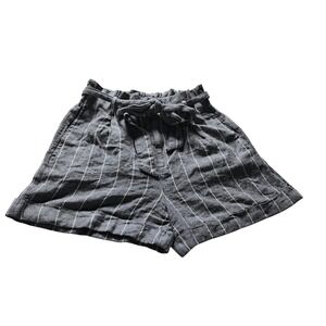 Thread & Supply Womens Shorts Small Linen Chambray Ivory‎ Striped Paperbag Waist